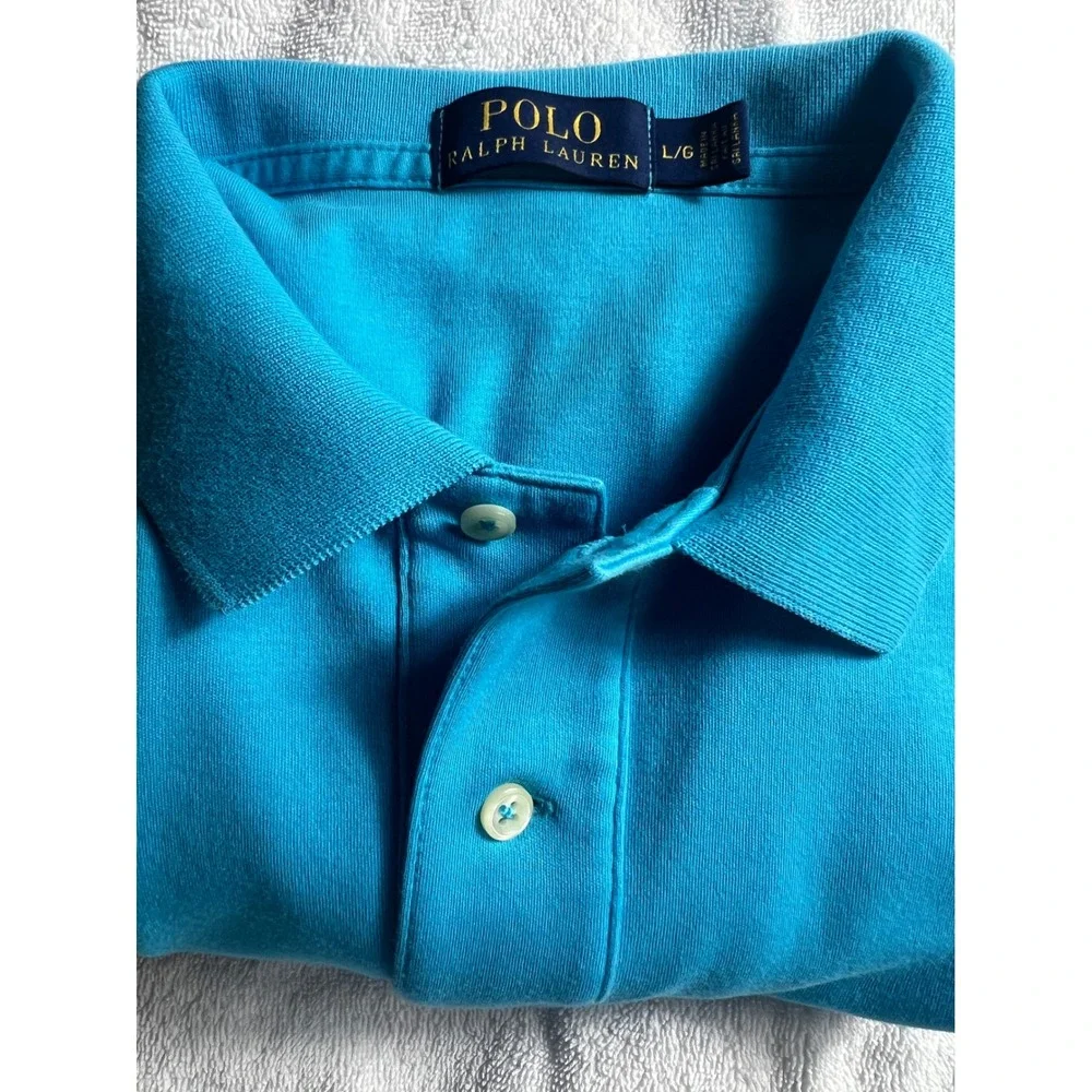 Ralph Lauren Polo‎ Shirt Mens L Turquoise Blue Short Sleeve Embroidered Pony